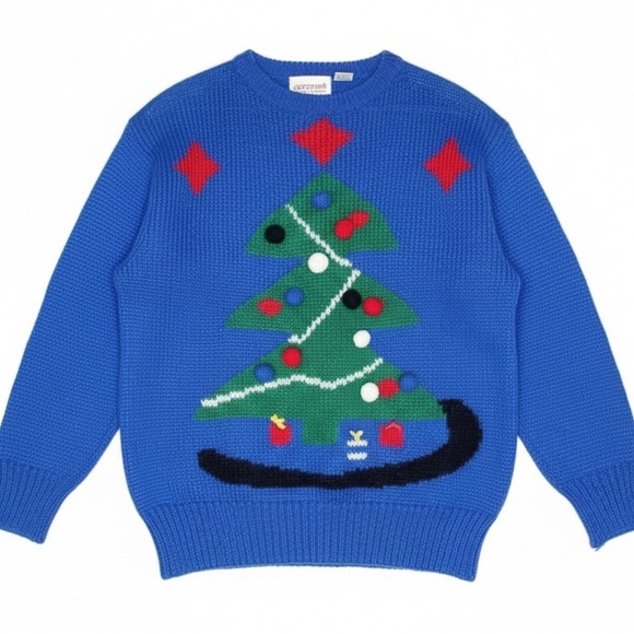 Adell barre Vintage Christmas Tree Holiday Sweater Size Medium - Picture 7 of 7